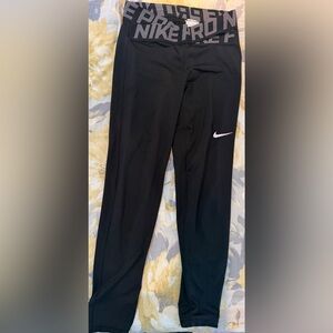 Nike Kids Black Leggings with White Logo